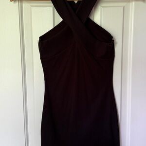 Black Halter Crossover Dress
